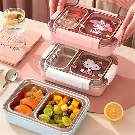 cartoon stainless steel insulation lunch box|Sanrio Cartoon Stainless Steel Double.